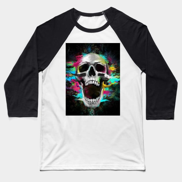 Skull Tee Baseball T-Shirt by teetrendstyles